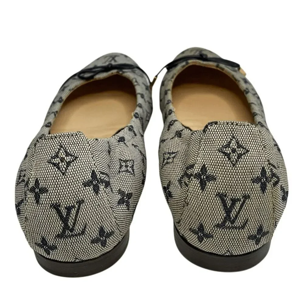 Louis Vuitton Mini Lin Debbie Ballet Bow Flats Navy Canvas EU 36.5 Monogram